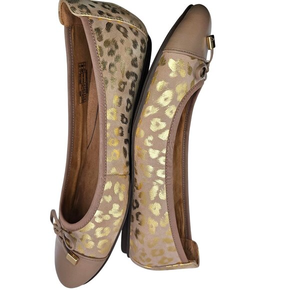 Vionic Minna Leather Toe Cap Ballet Flats Size 10 Aluminum Met Leopard - Picture 5 of 16